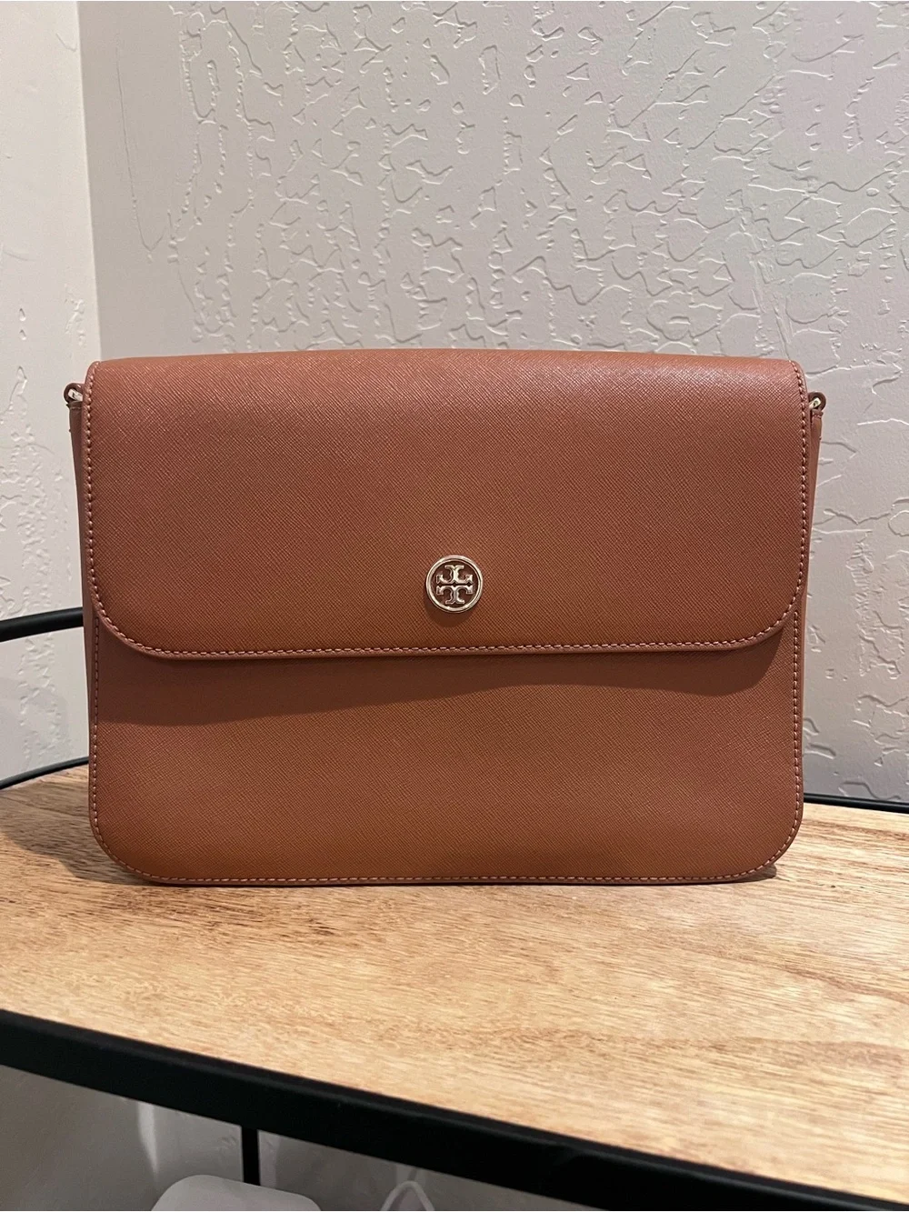 Tory Burch Leather Crossbody Bag and Zip Wallet in Saddle Tan